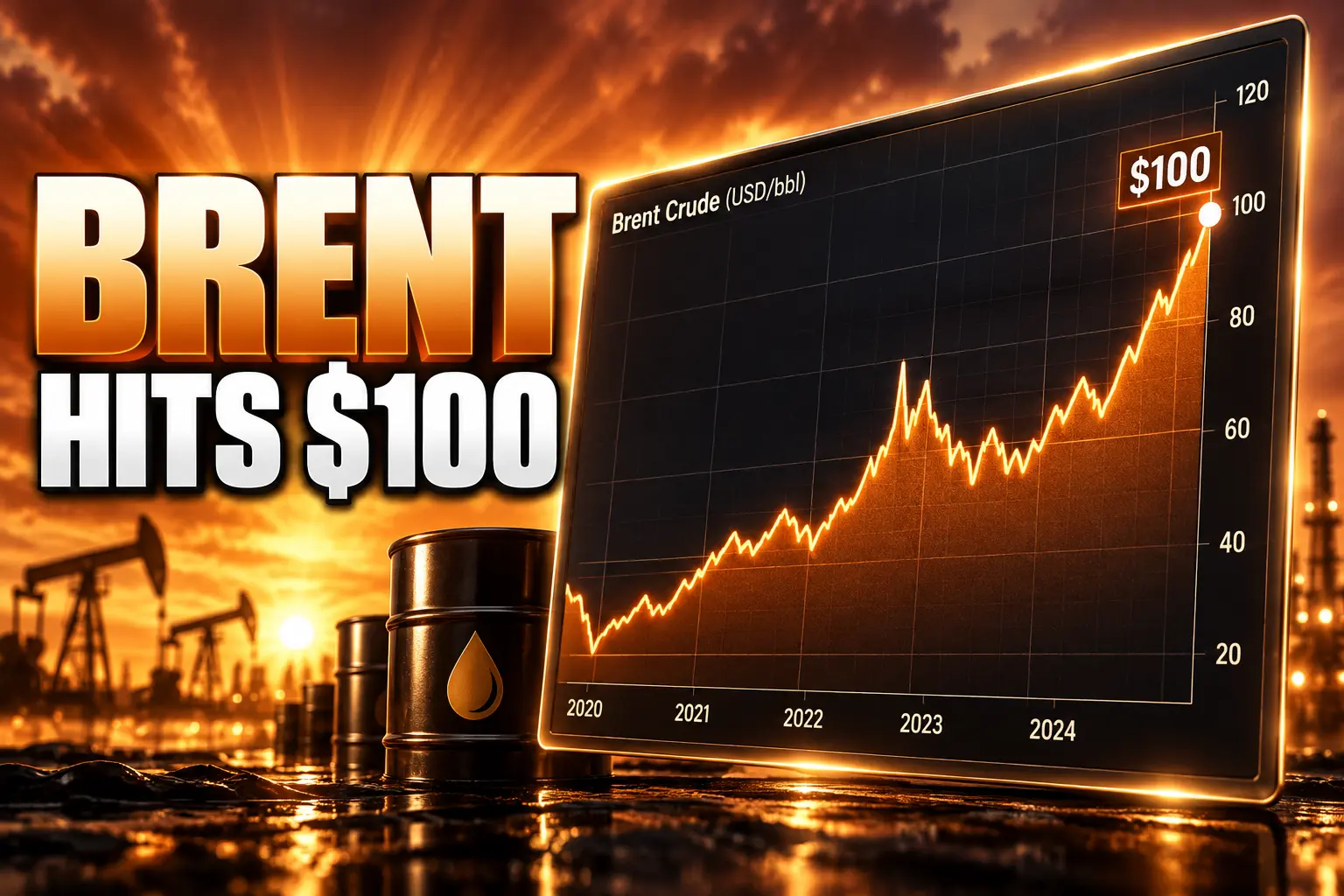 Brent crude hits $100 first time since July