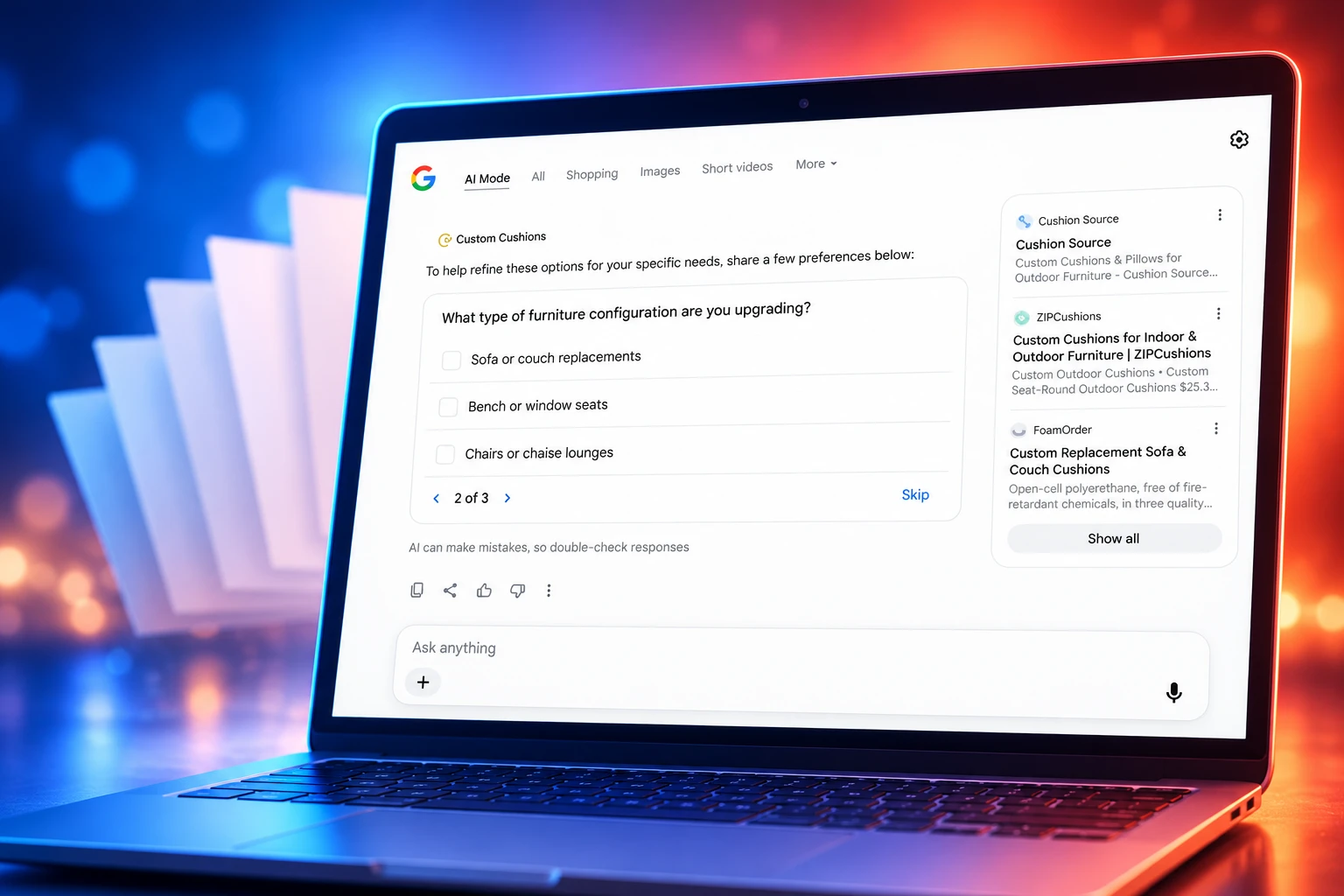 Google AI Mode adds Skip paginated follow-ups